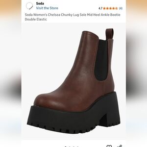 Soda Brown Platform Chelsea Boots Size 7.5